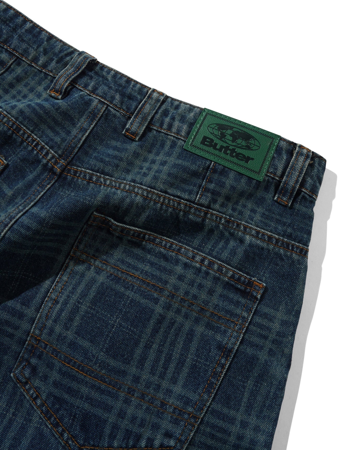 BUTTER GOODS BURN WIDE CUT DENIM JEAN INDIGO PLAID - Tôpette Skateboards & Lifestyle