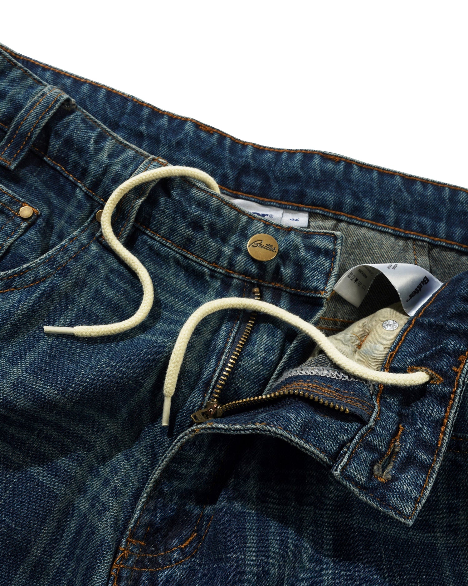 BUTTER GOODS BURN WIDE CUT DENIM JEAN INDIGO PLAID - Tôpette Skateboards & Lifestyle