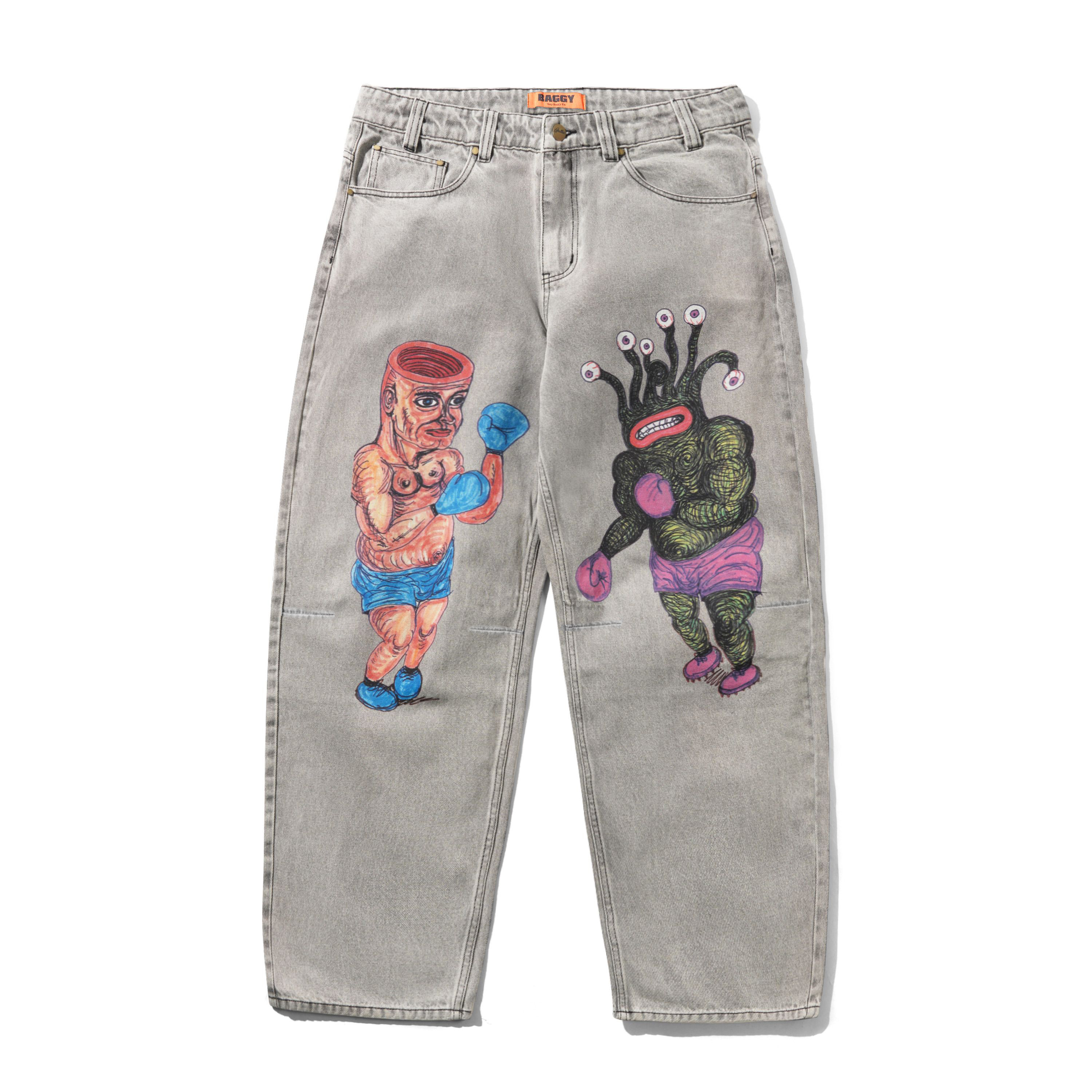 BUTTER GOODS X DANIEL JOHNSTON BOXING JEANS WASHED SOFT GREY - Tôpette Skateboards