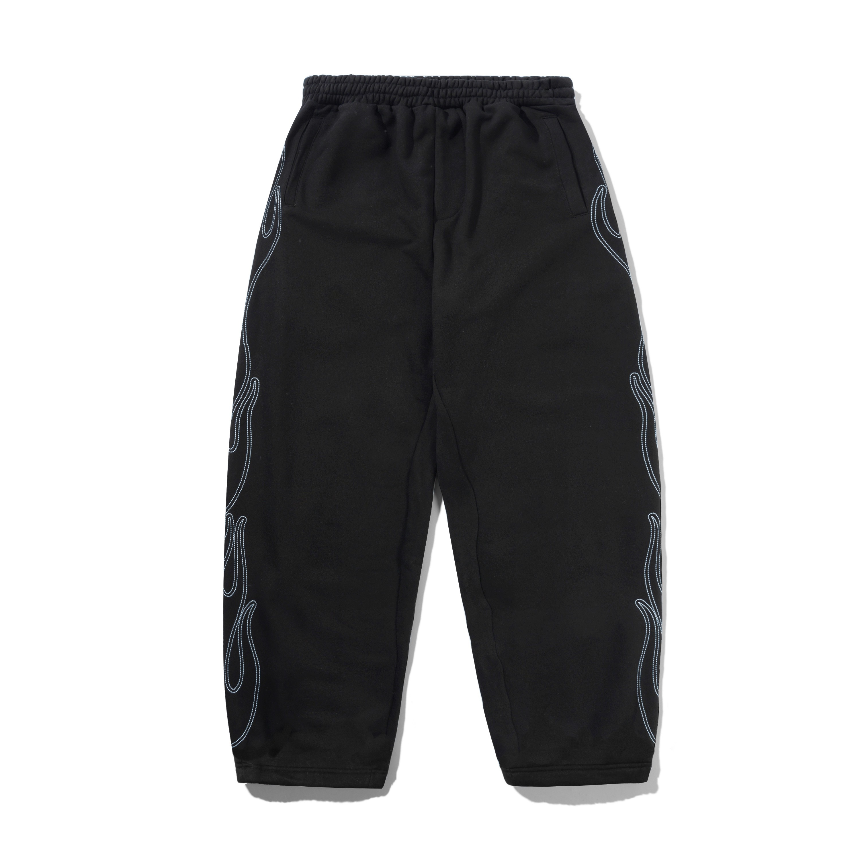 BUTTER GOODS FLAME FLEECE PANTS BLACK - Tôpette Skateboards & Lifestyle