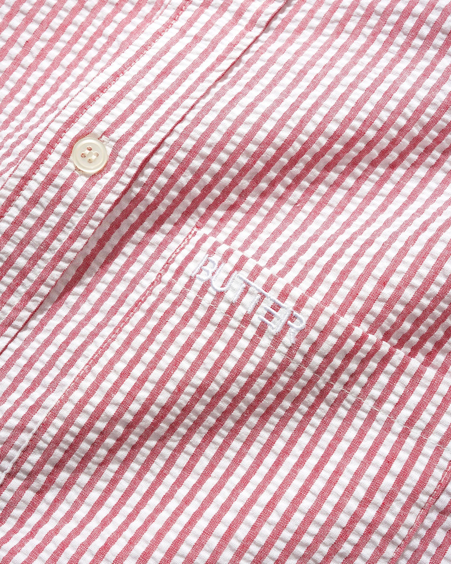 BUTTER GOODS SEERSUCKER STRIPED SHIRT RED - Tôpette Skateboards & Lifestyle