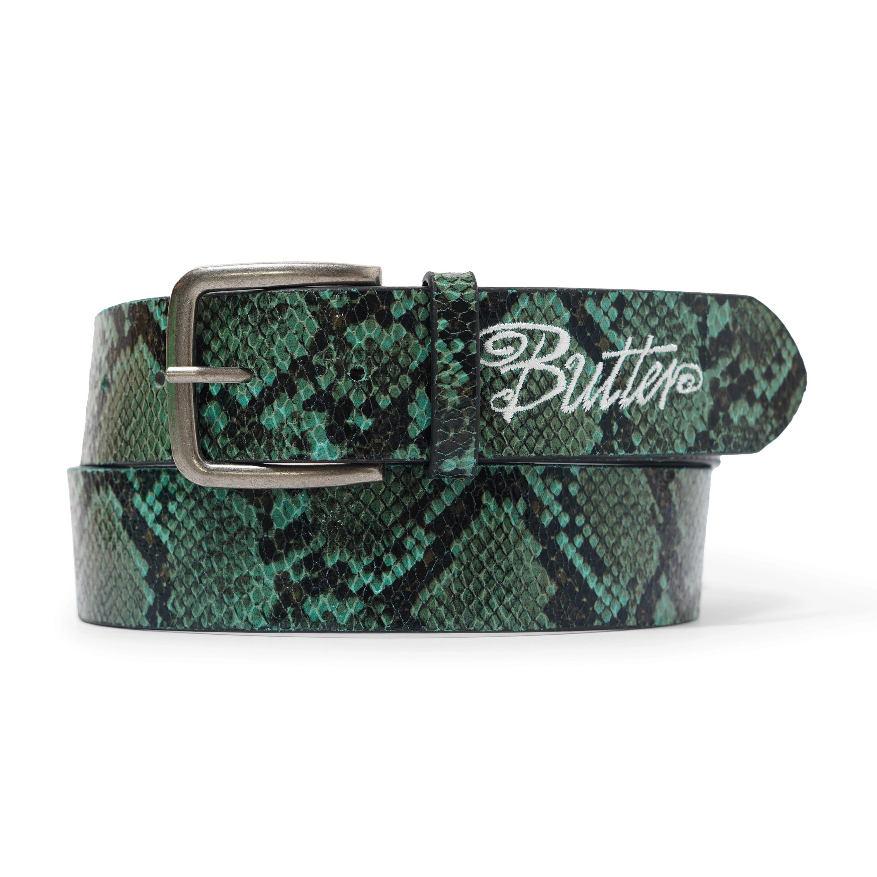BUTTER GOODS SNAKE SKIN BELT GREEN