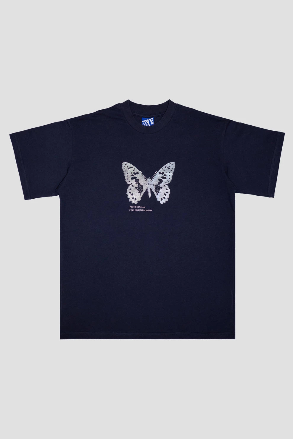 BYE JEREMY BUTTERFLY T-SHIRT NAVY/ARGENT - Tôpette Skateboards & Lifestyle