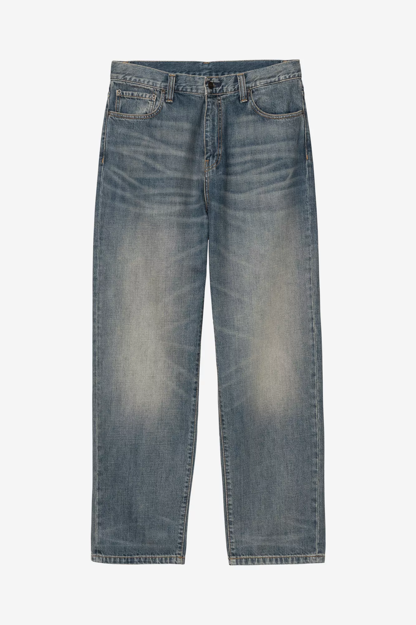 CARHARTT AARON PANT BLUE WORN USED WASH - Tôpette Skateboards & Lifestyle