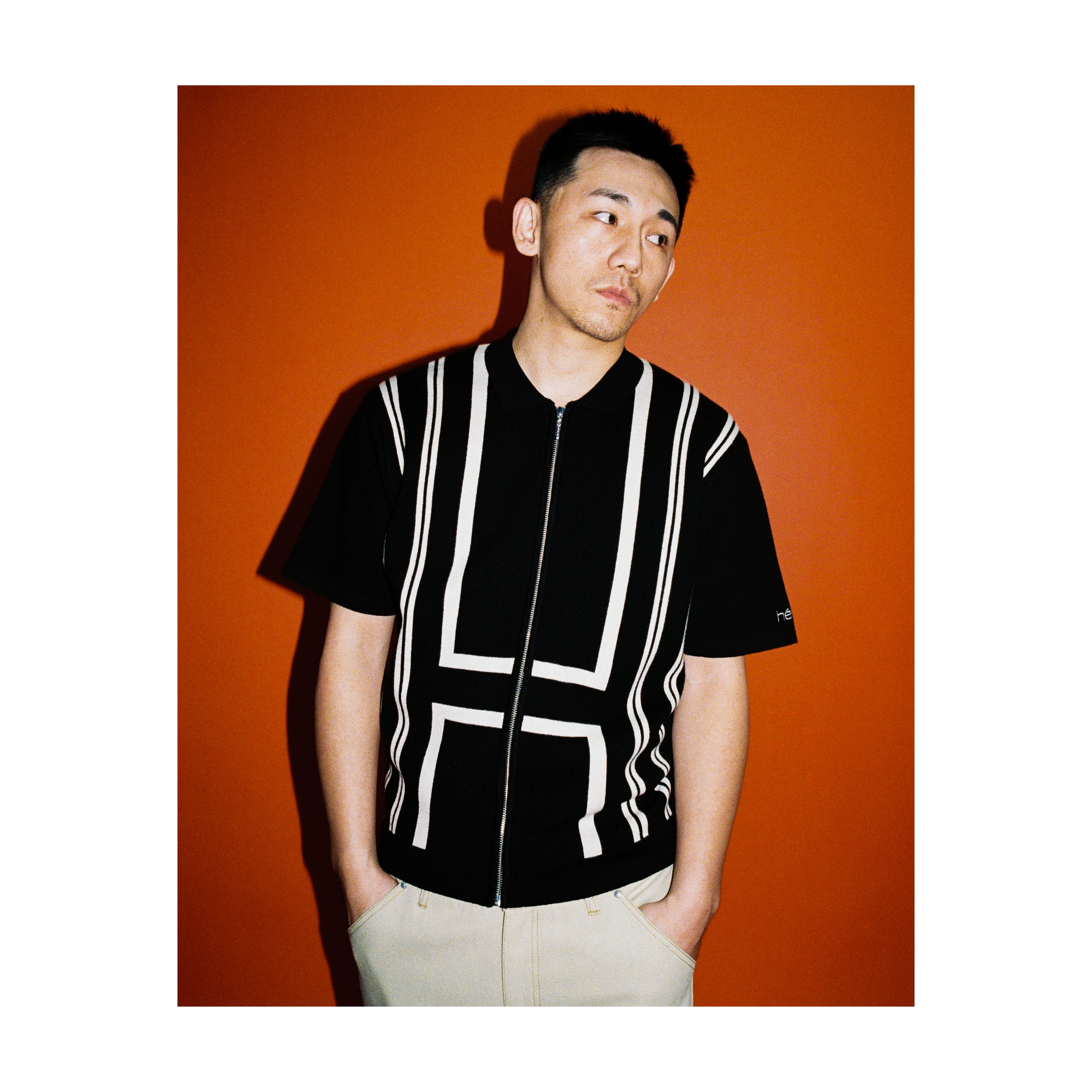 HÉLAS ALDO KNIT FULL ZIP POLO BLACK - Topette Skateboards