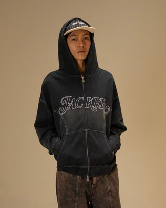 JACKER ROUGH GARMENT DYED PREMIUM HOODIE ZIP - Tôpette Skateboards & Lifestyle