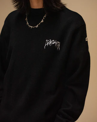 JACKER SKELETON KNIT CREWNECK BLACK - Tôpette Skateboards & Lifestyle