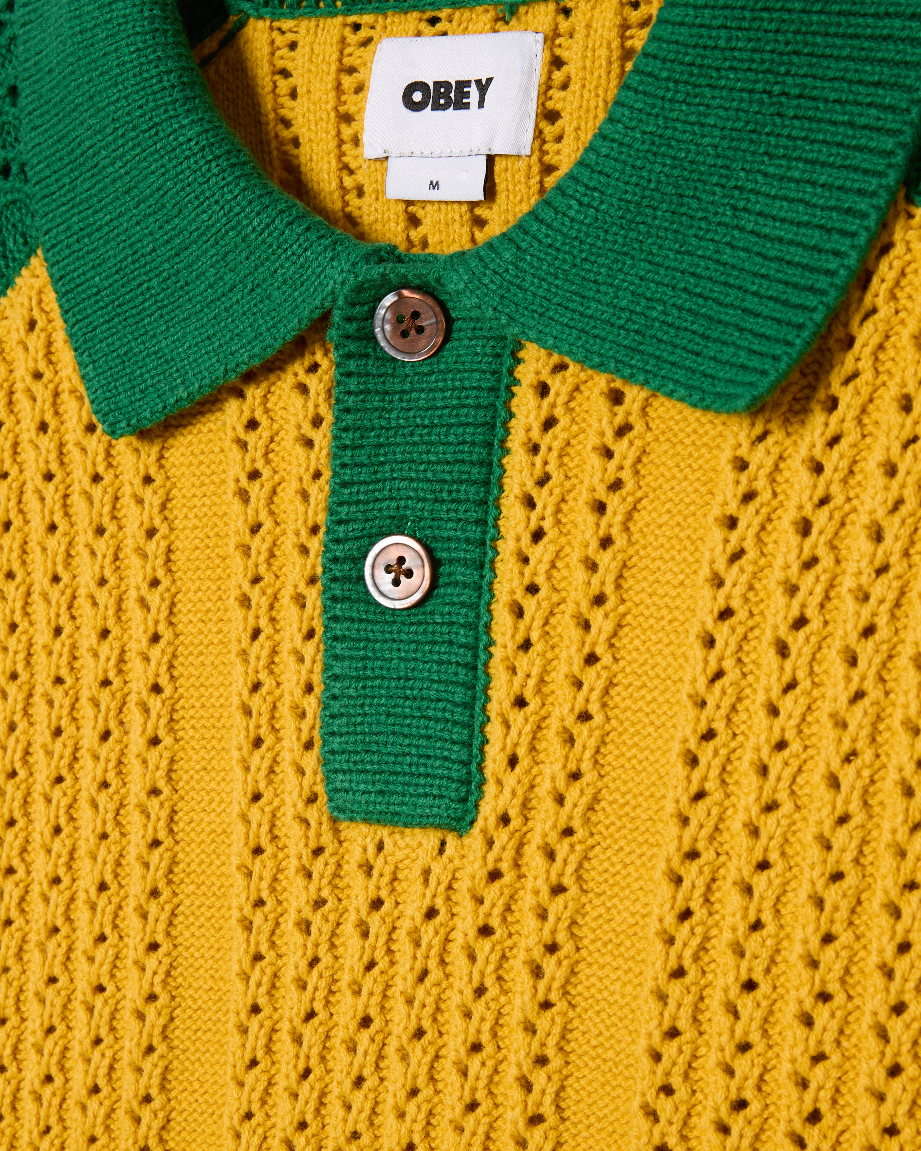 OBEY ABEL POLO SWEATER MUSTARD MULTI - Tôpette Skateboards & Lifestyle