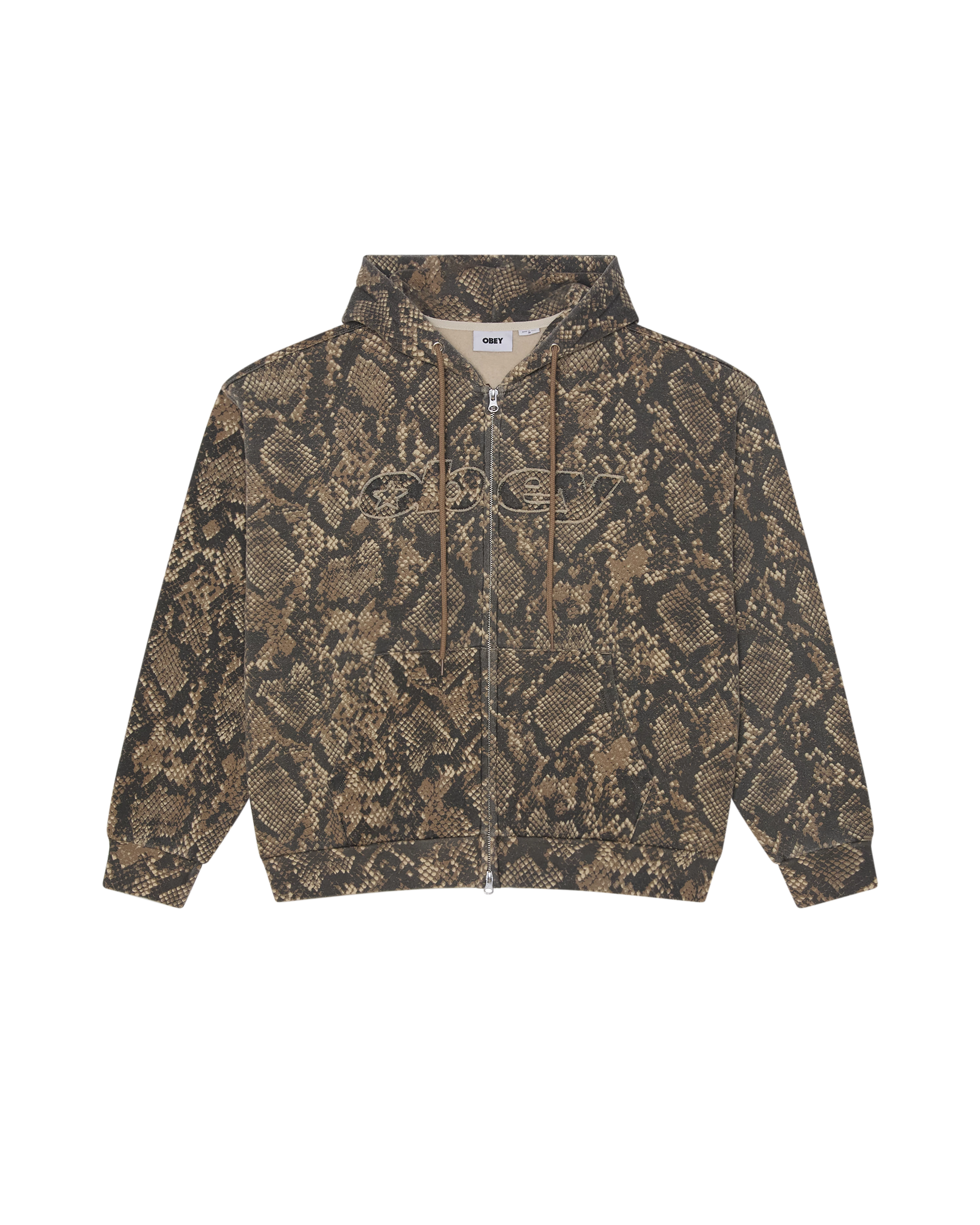 OBEY MOODY ZIP HOOD DUSTY VINTAGE RATTLE SNAKE