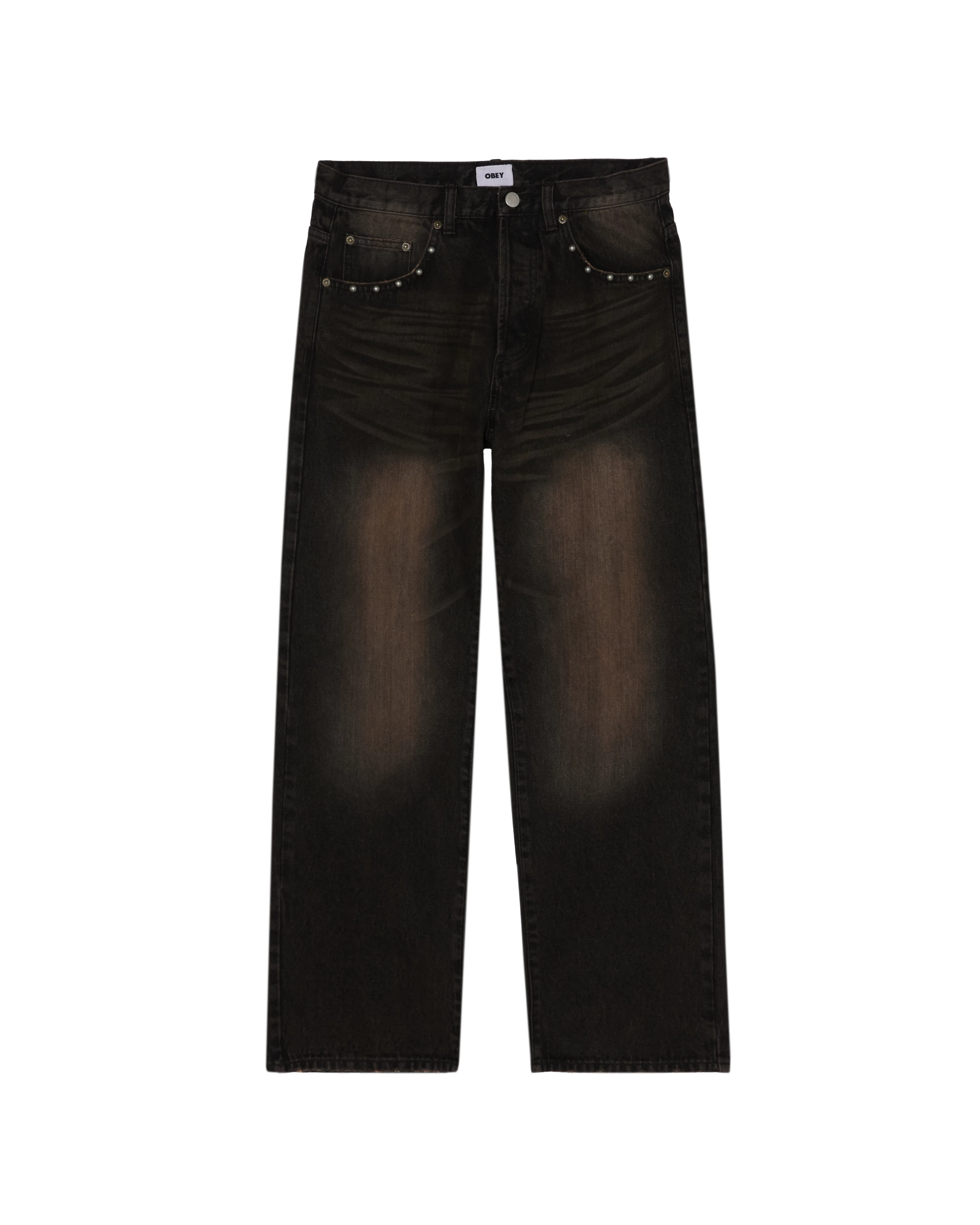 OBEY STUDDED BOXCAR STRAIGH LEG DM BLACK RUST WASH