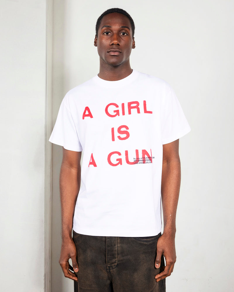 PLEASURES A GIRL IS A GUN TEE-SHIRT WHITE - Tôpette Skateboards & Lifestyle