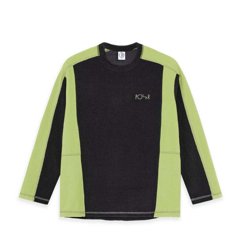 POLAR SKATE CO. GRID FLEECE SWEATER BLACK CHARTREUSE