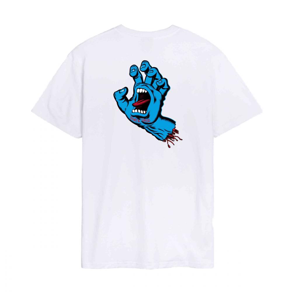 SANTA CRUZ SCREAMING HAND CHEST T-SHIRT WHITE - Tôpette Skateboards & Lifestyle