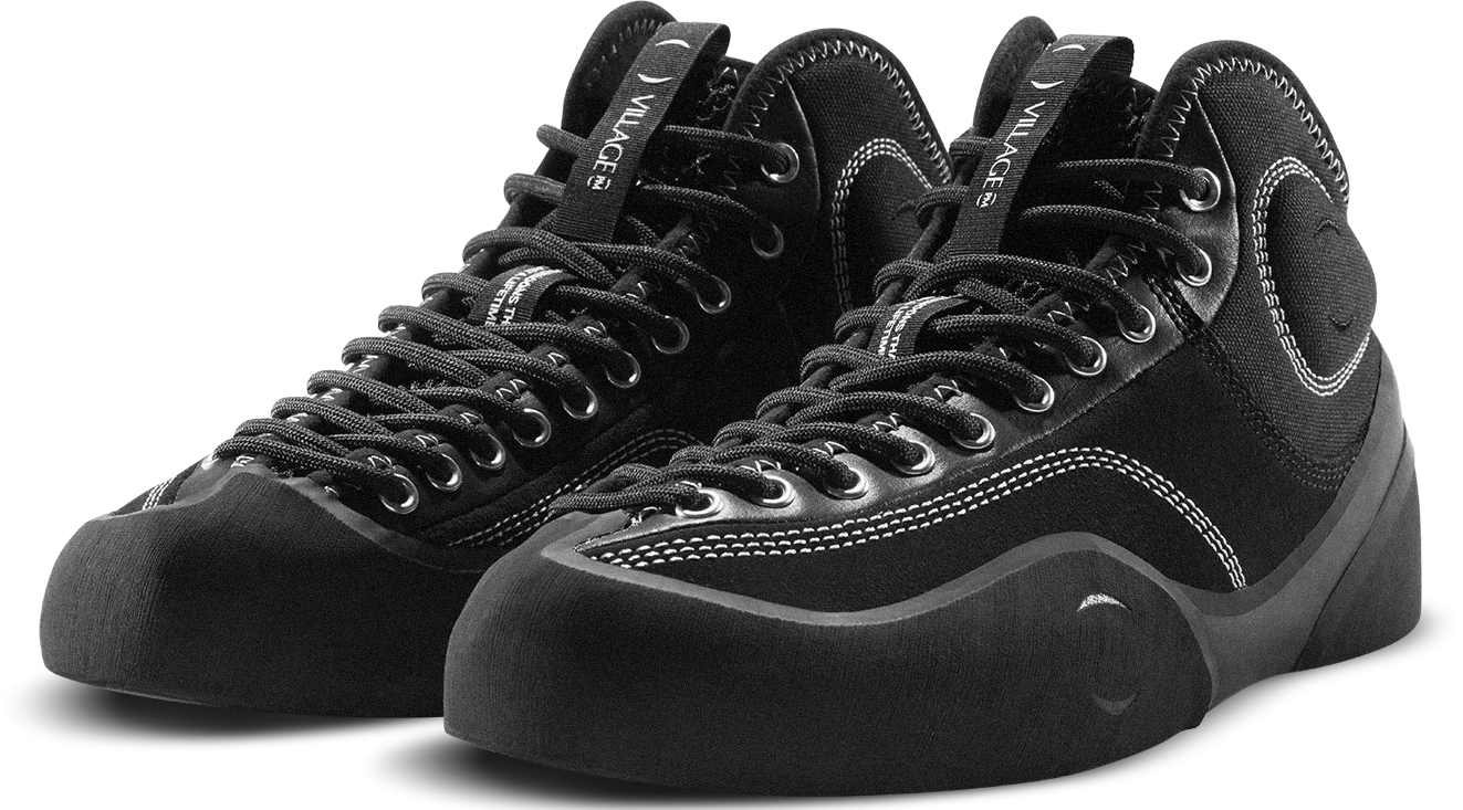 VILLAGE PM 1.00 PM MID BLACK SUEDE CANVAS  - Tôpette Skateboards & Lifestyle